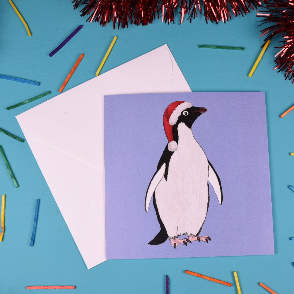 Adelie Penguin Christmas Card