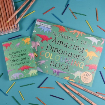 Alphabet of Amazing Dinosaurs Flash cards and Colouring Book