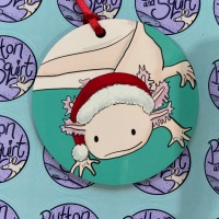 Axolotl on Green Christmas Decoration