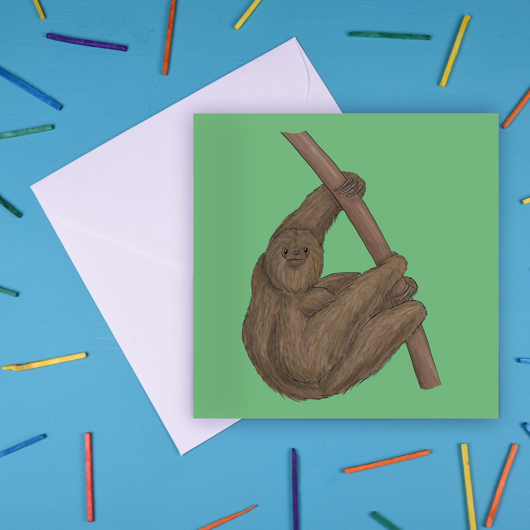 Preorder - Maned Three Toed Sloth Greetings Card