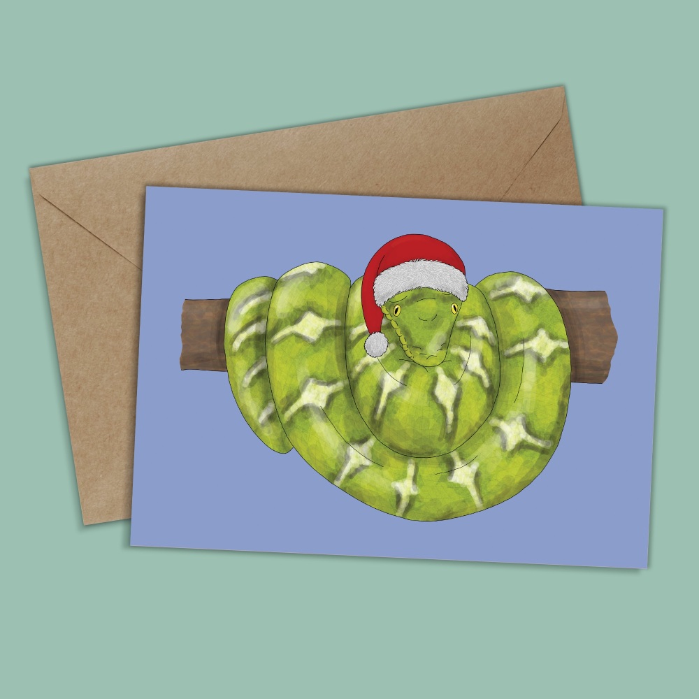 Emerald Tree Boa Christmas Card