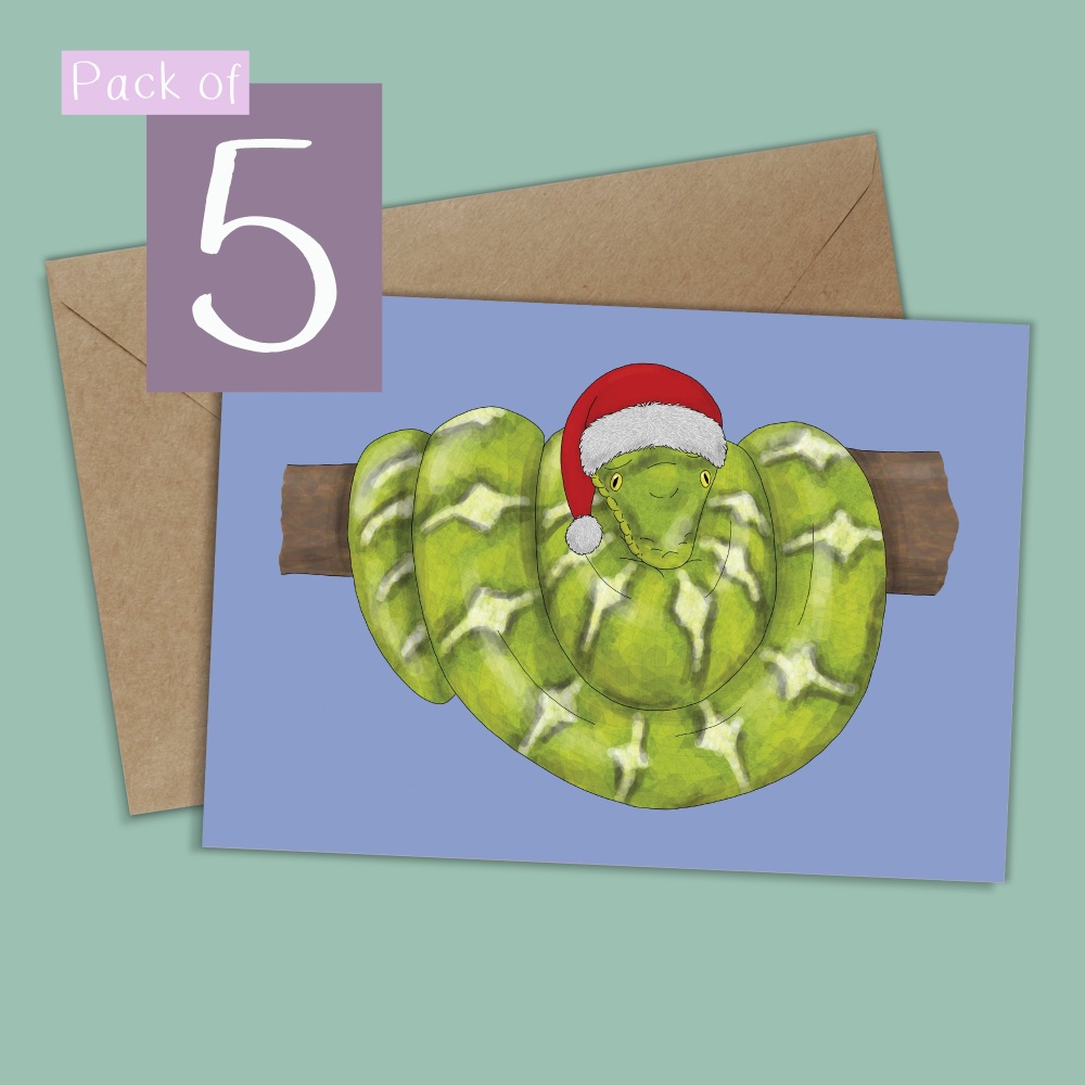 Emerald Tree Boa Christmas Card - Pack of 5