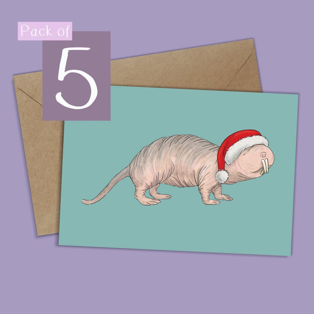 Naked Mole Rat Christmas Card - Pack of 5