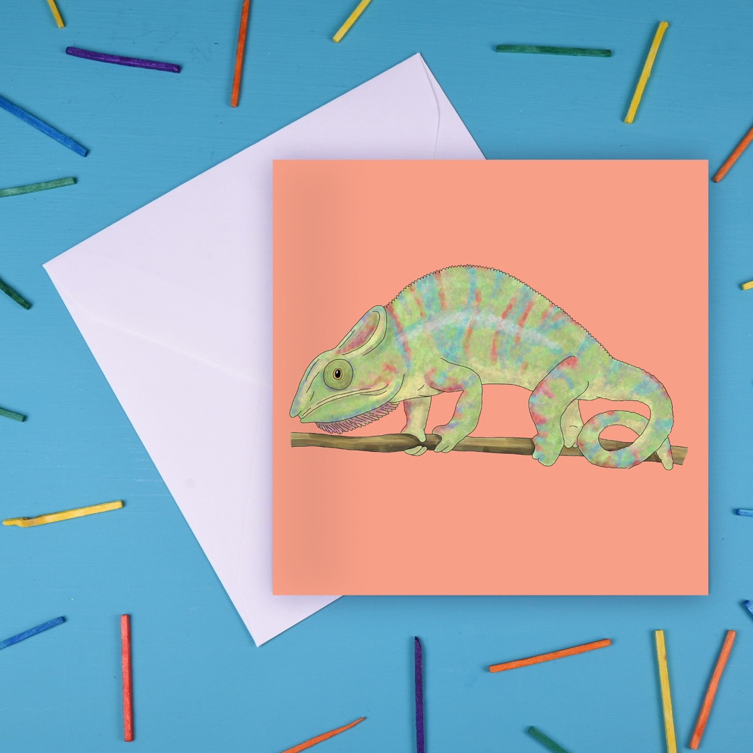 Panther Chameleon Greetings Card