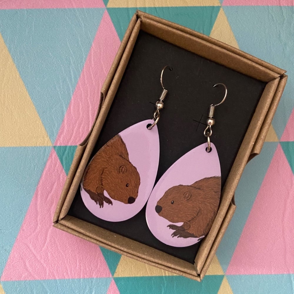 Beaver Earrings - Purple