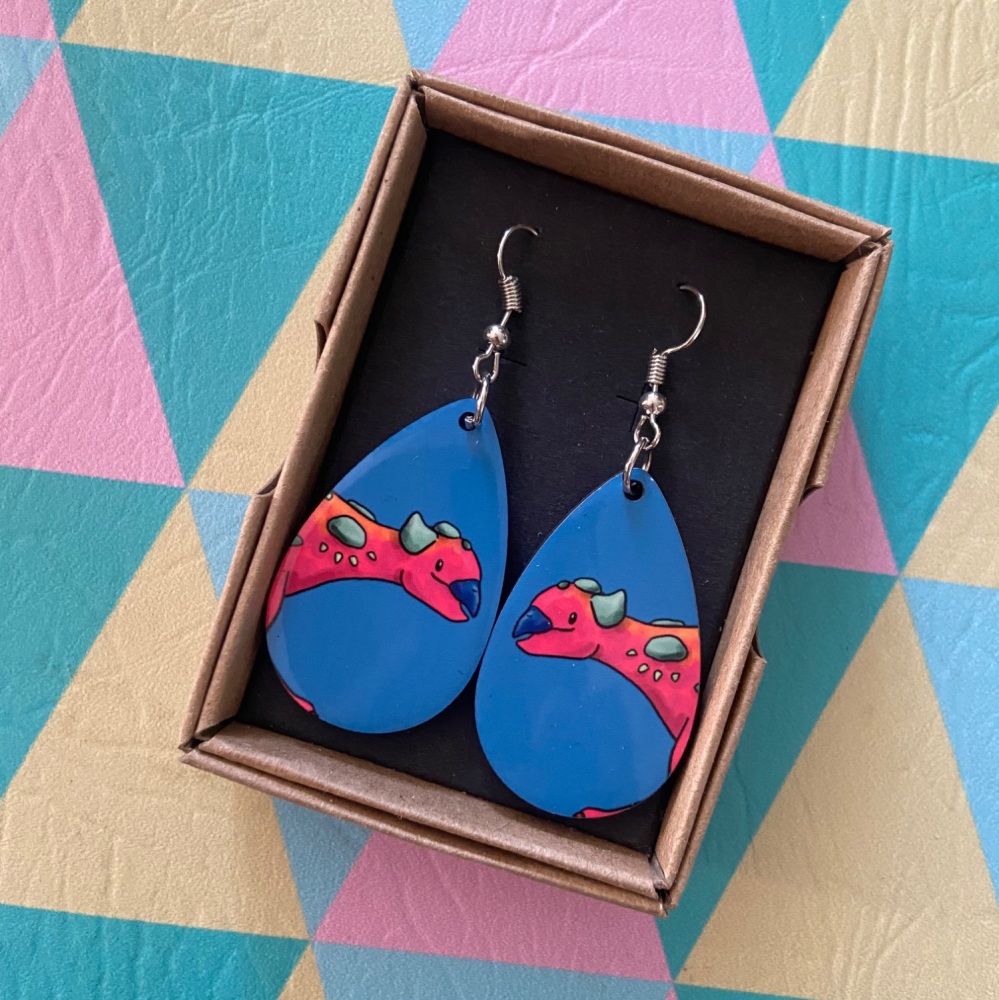 Ankylosaurus Earrings - Blue