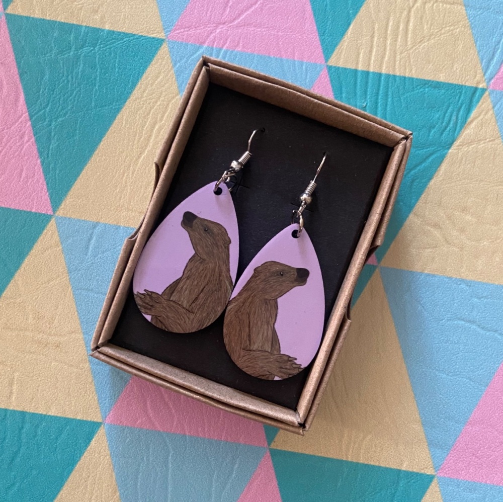 Giant Ground Sloth Earrings - purple