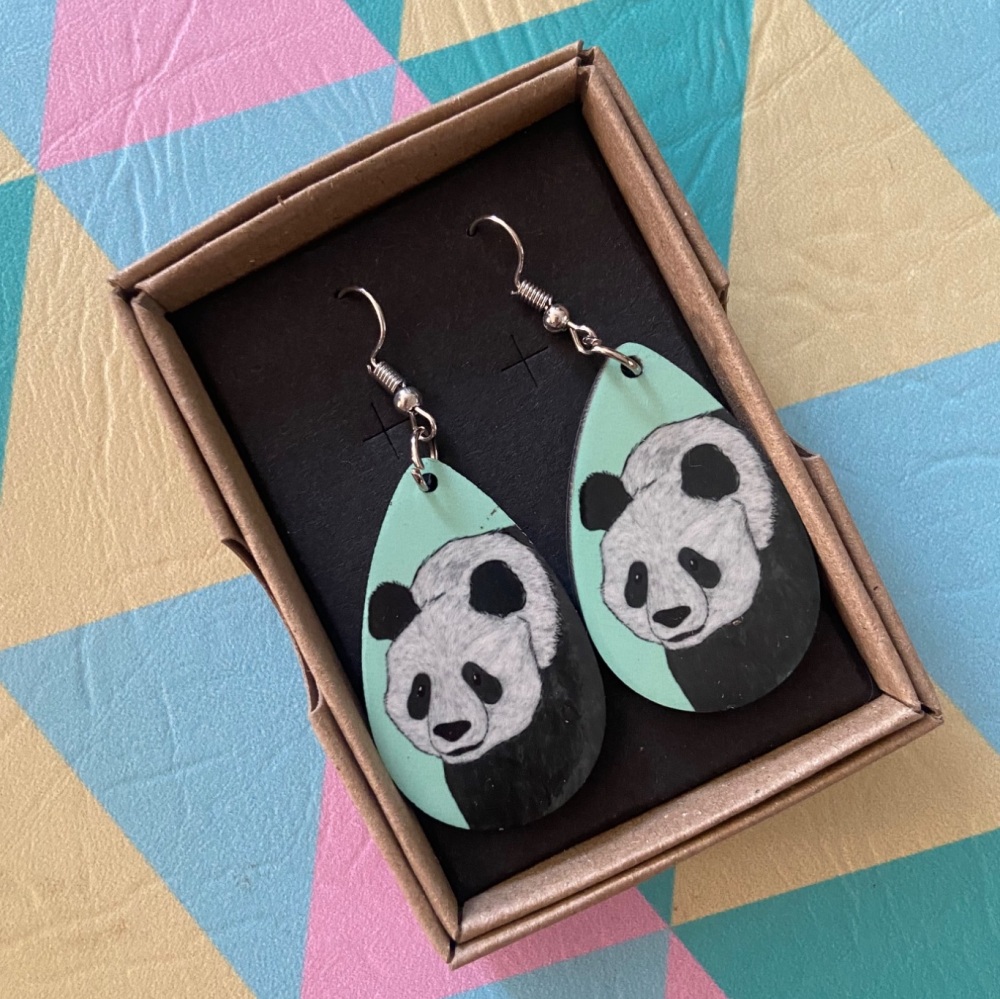 Giant Panda Earrings - Turquoise