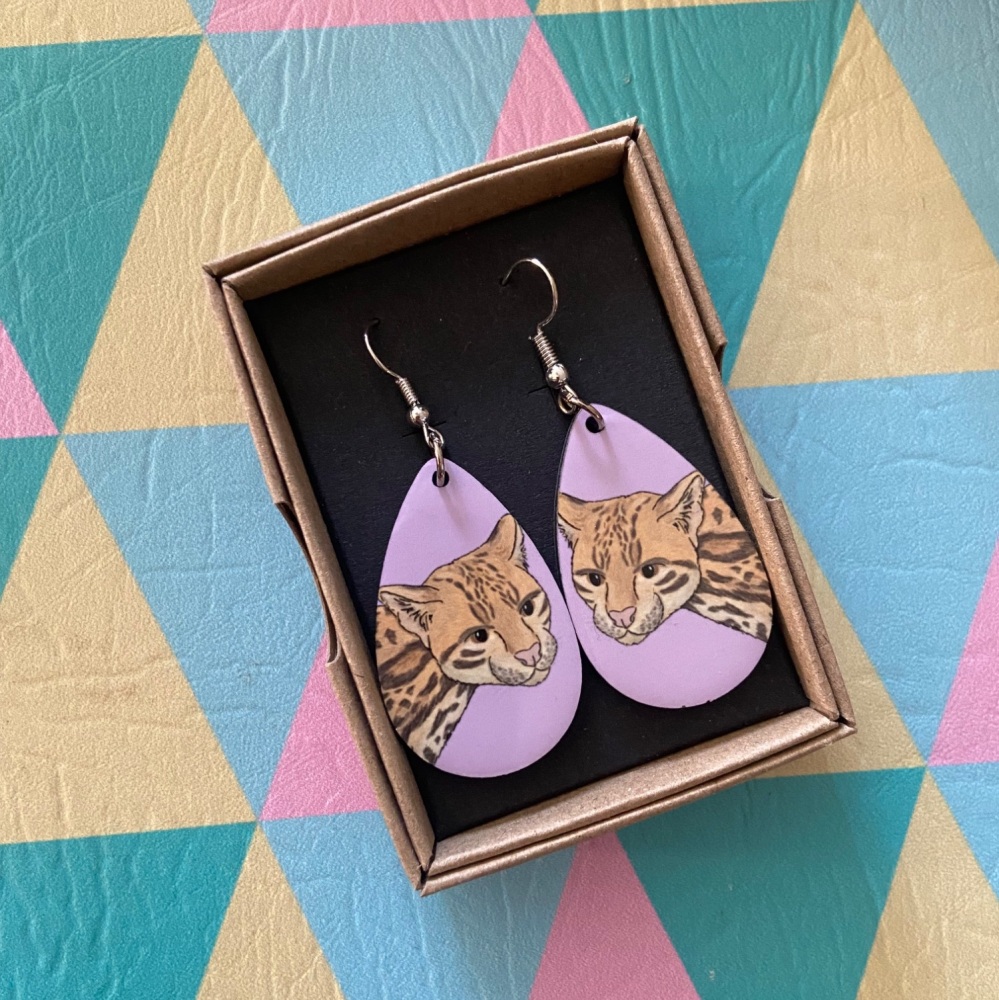 Ocelot Earrings - Purple