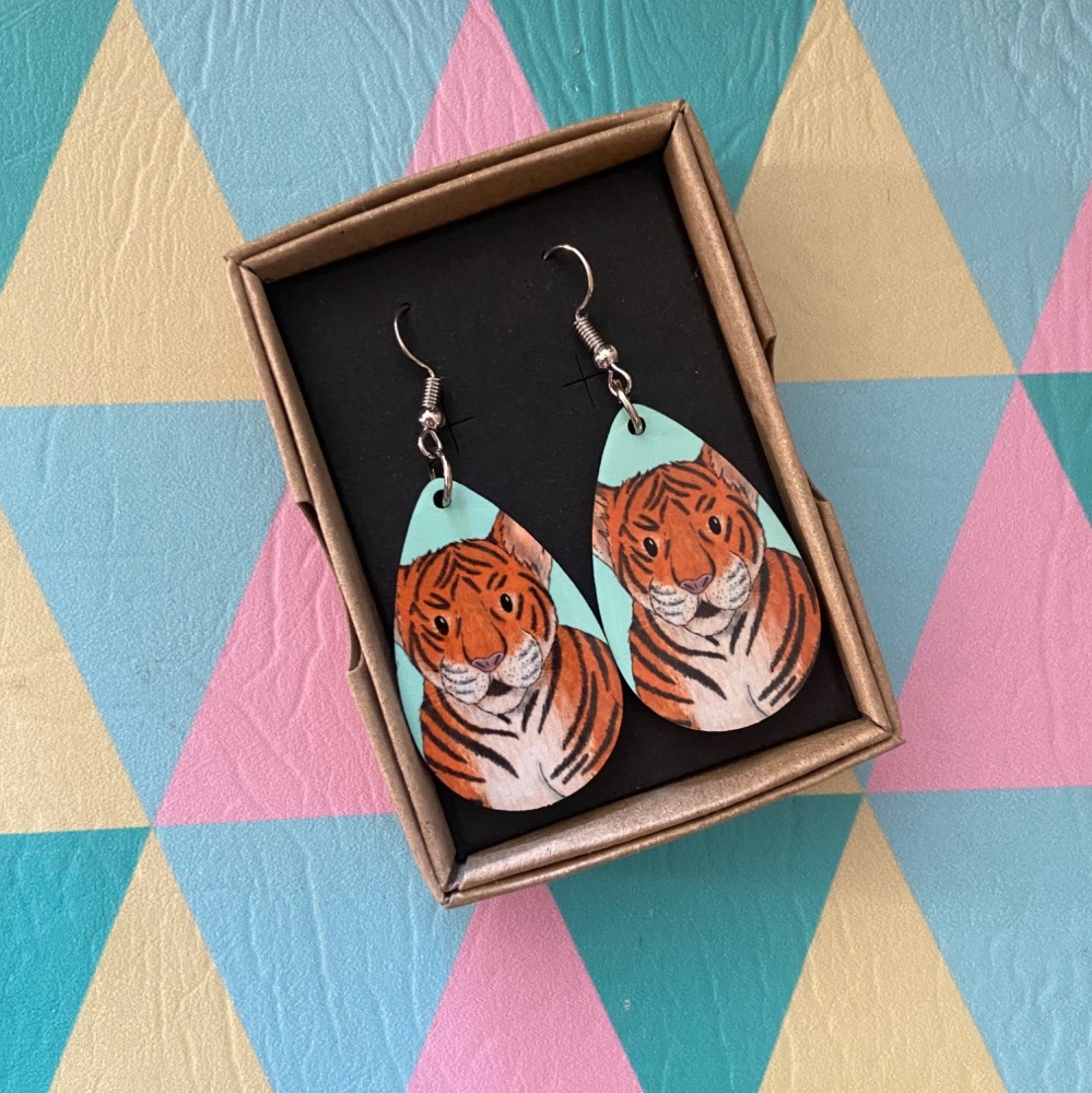 Tiger Cub Earrings - Turquoise