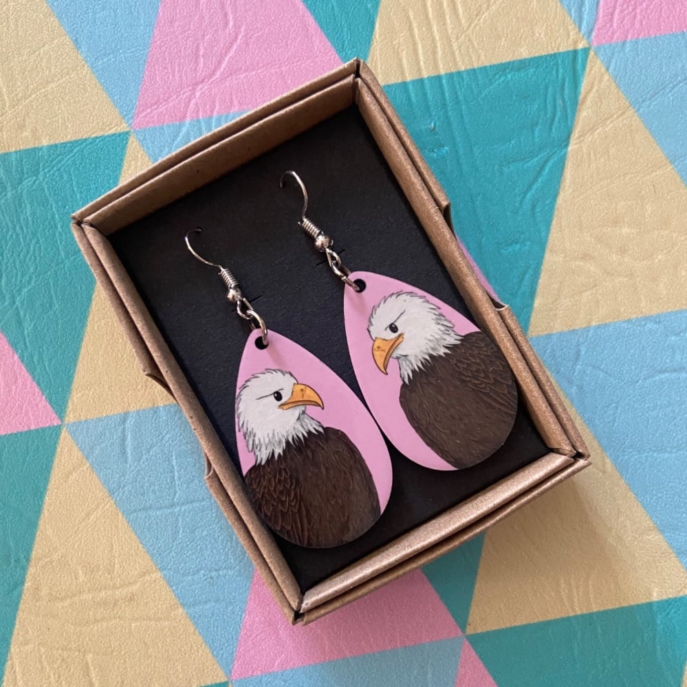 Bald Eagle Earrings - Pink