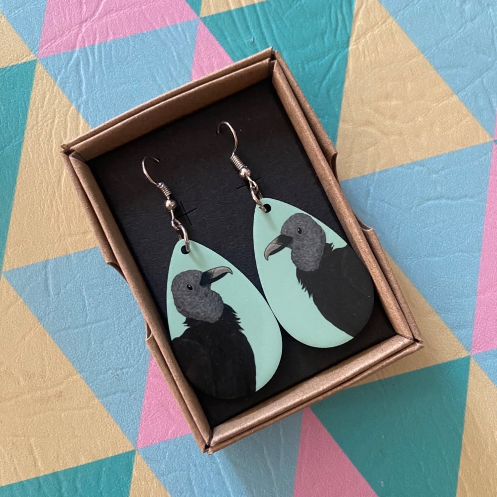 Black Vulture Earrings - Turquoise