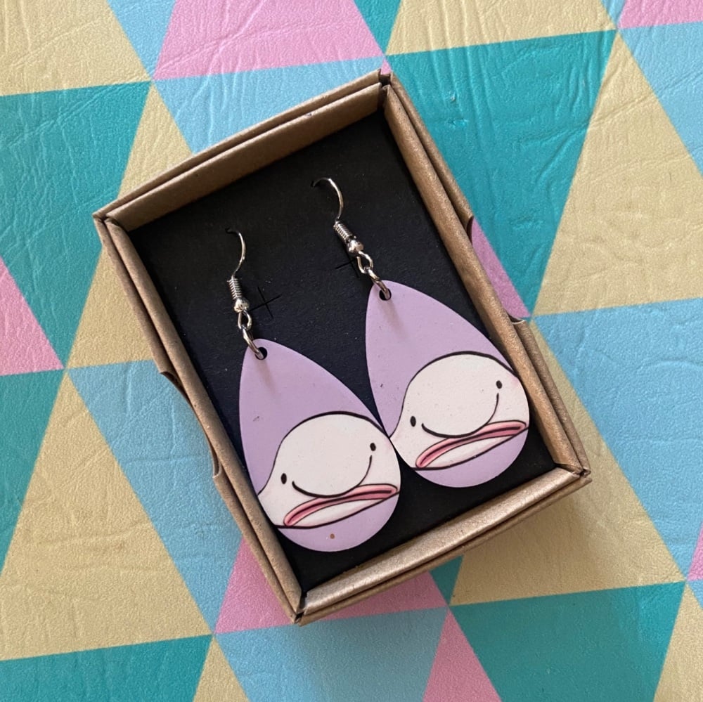 Blobfish Earrings - Purple