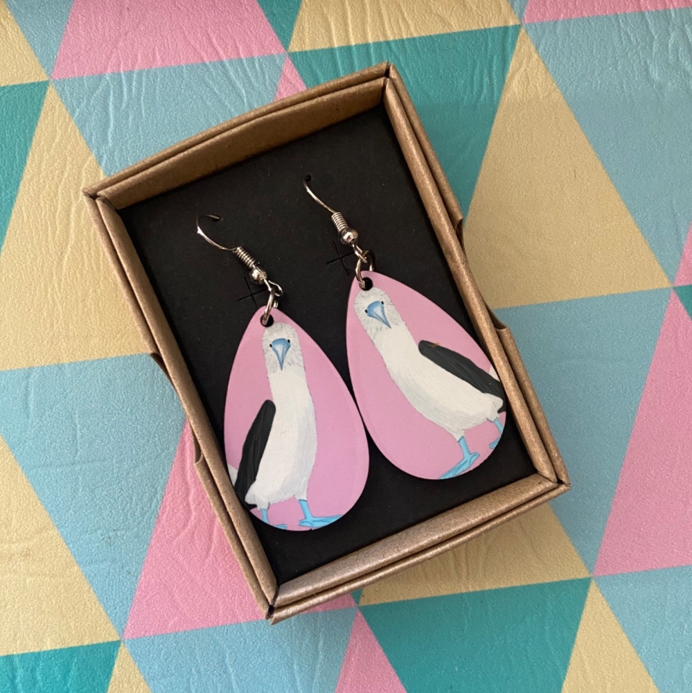 Blue Footed Booby Earrings - Pink