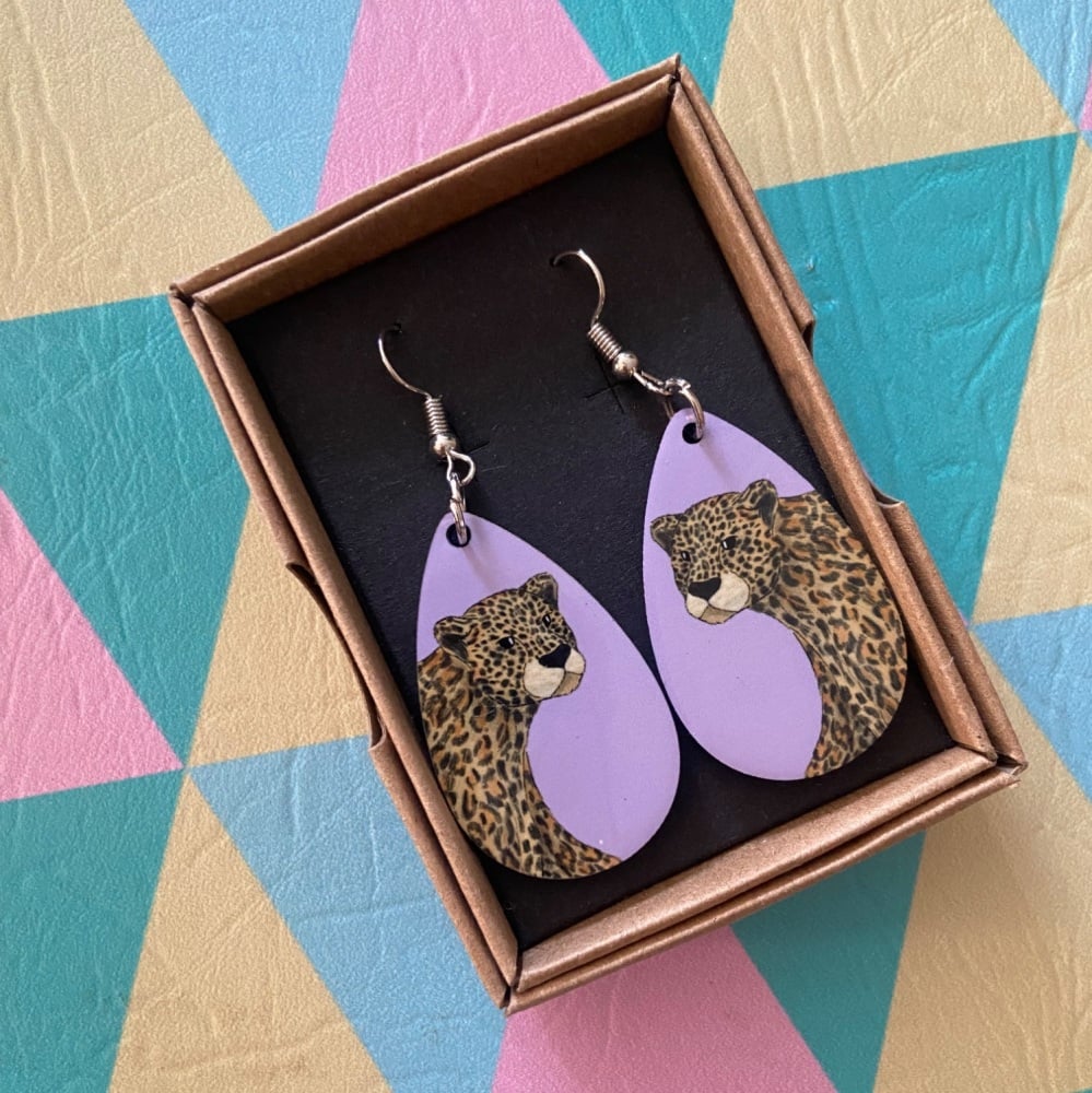 Amur Leopard Earrings - Purple