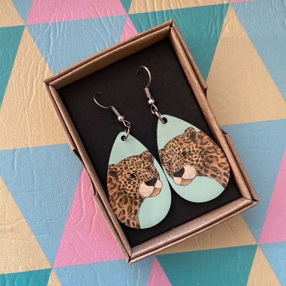 Amur Leopard Earrings - Turquoise