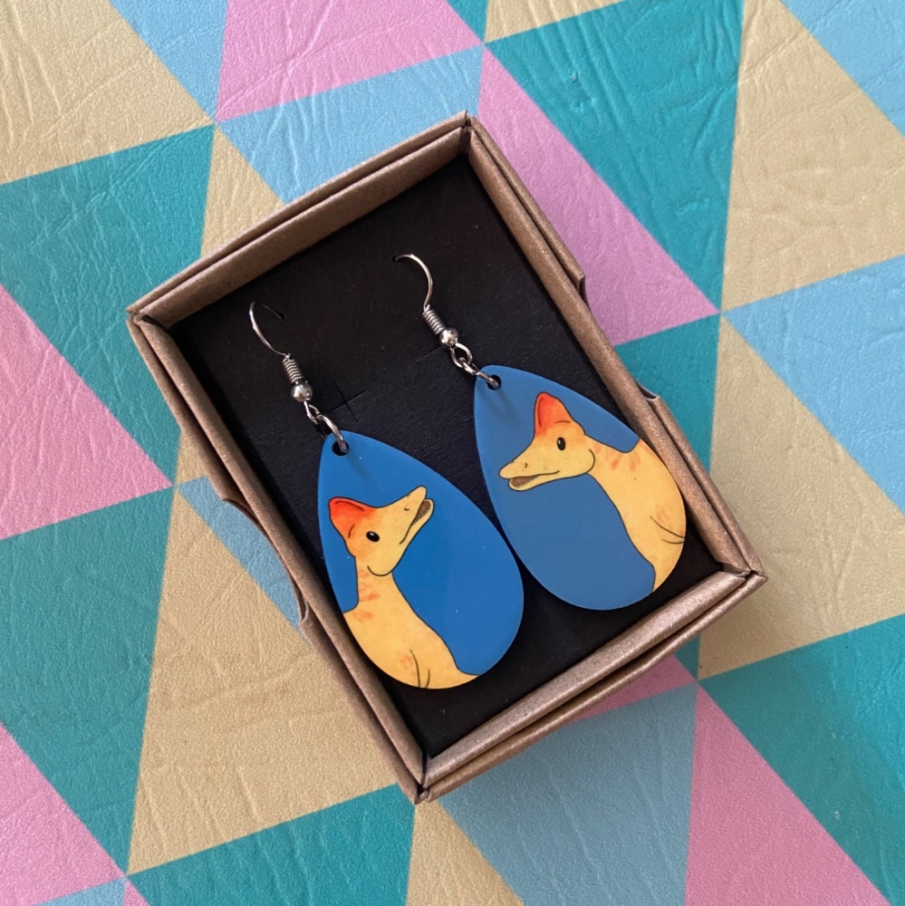 Corythosaurus Earrings - Blue