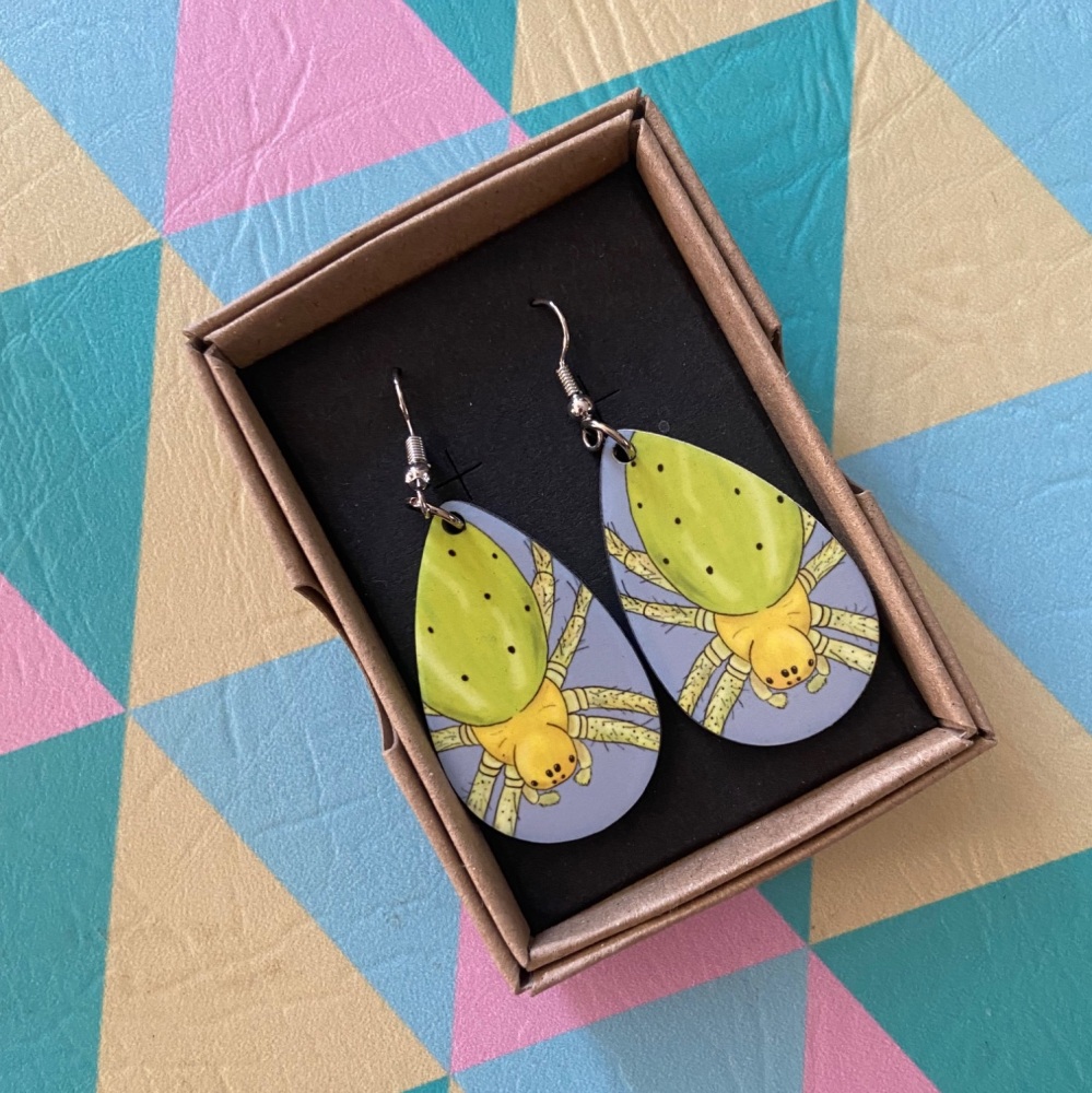 Cucumber Spider Earrings - Blue