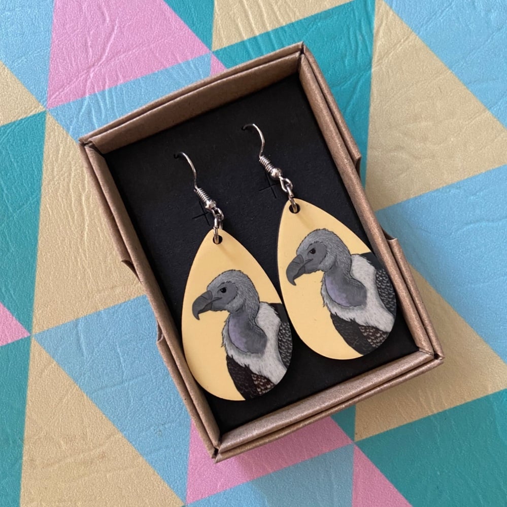 Griffon Vulture Earrings - Yellow