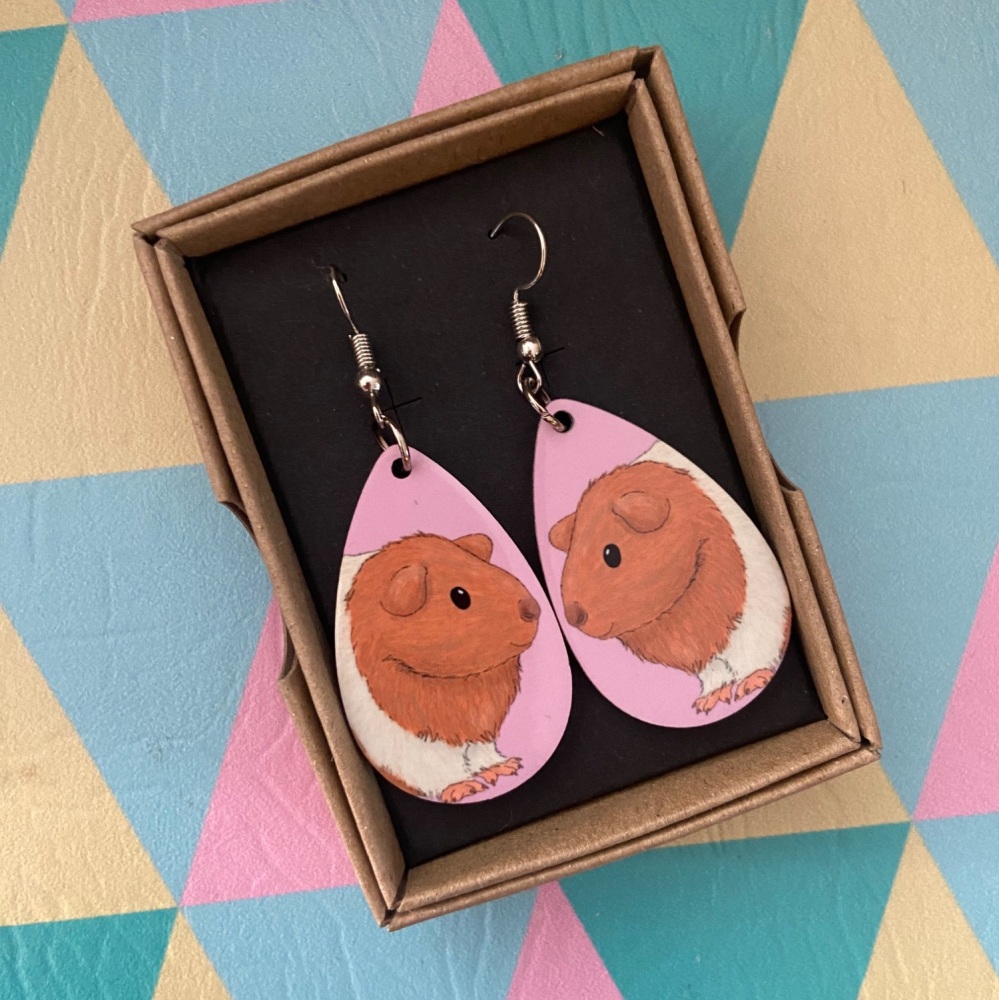 Guinea Pig Earrings - Pink