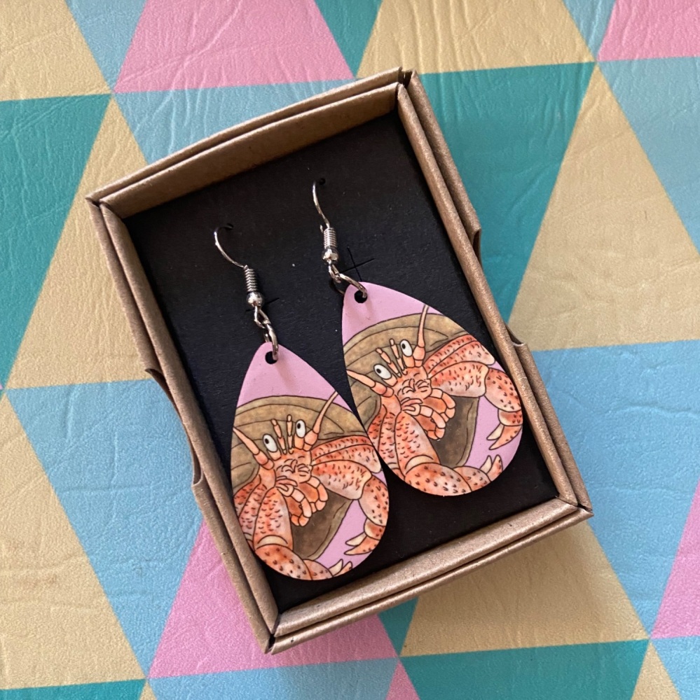 Hermit Crab Earrings - Pink