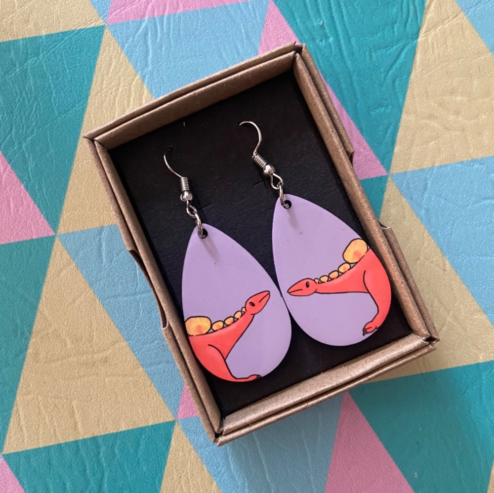 Hesperosaurus Earrings - Purple