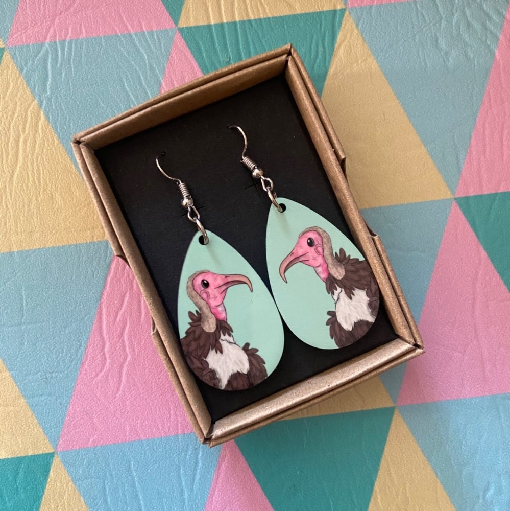 Hooded Vulture Earrings - Turquoise