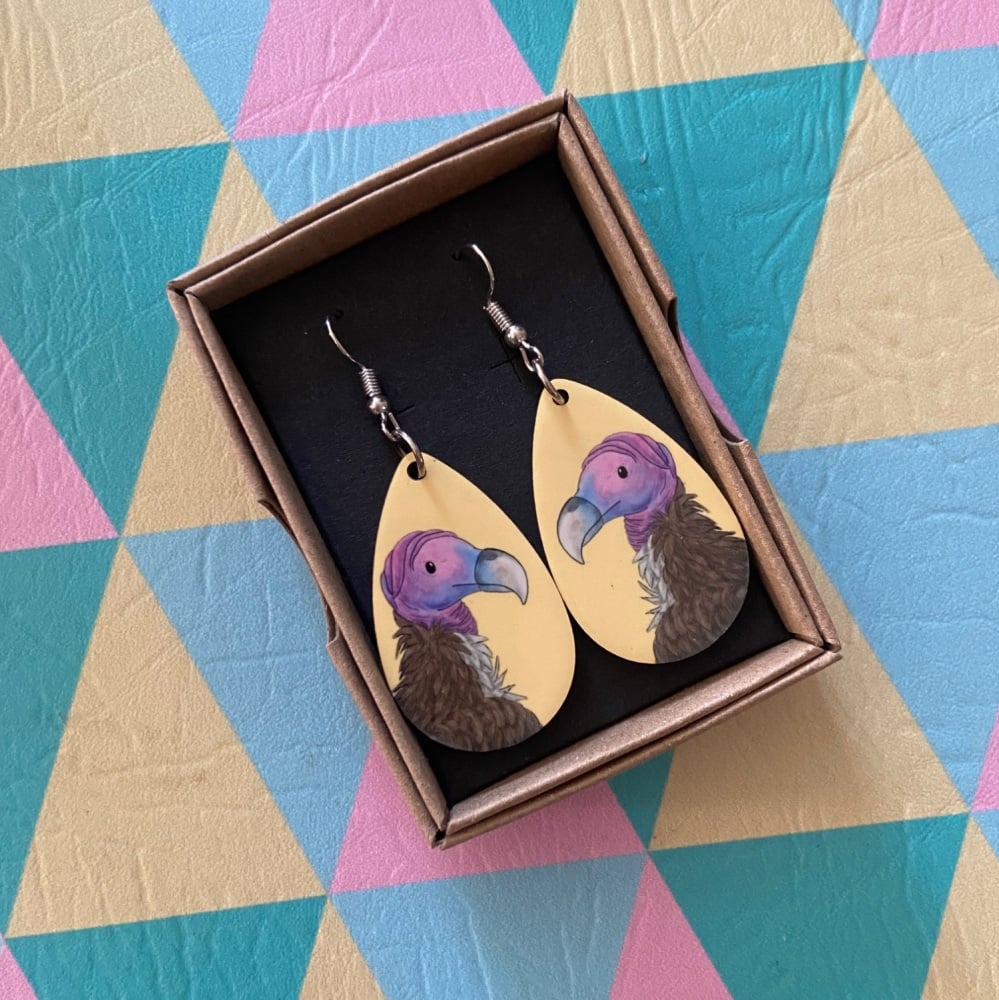 Lappet Faced Vulture Earrings - Yellow