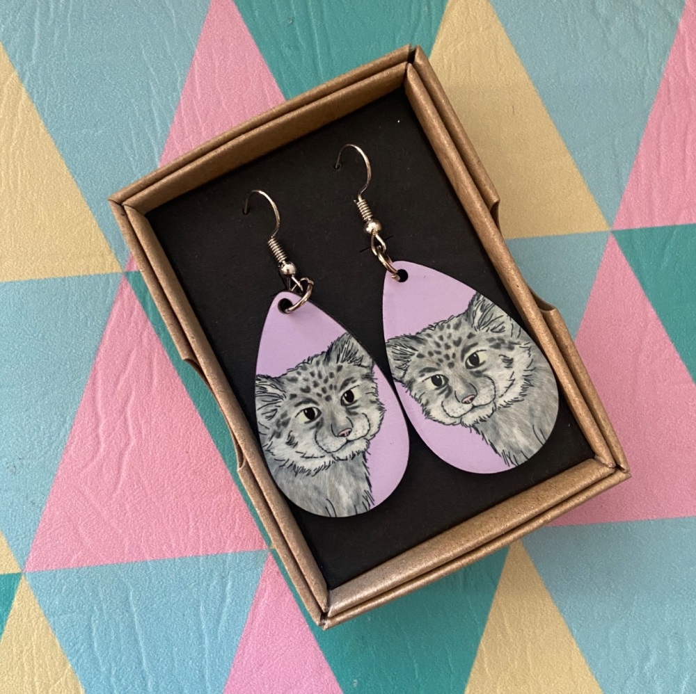 Pallas Cat Earrings - Purple