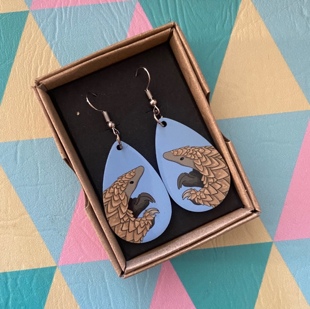 Pangolin Earrings - Blue