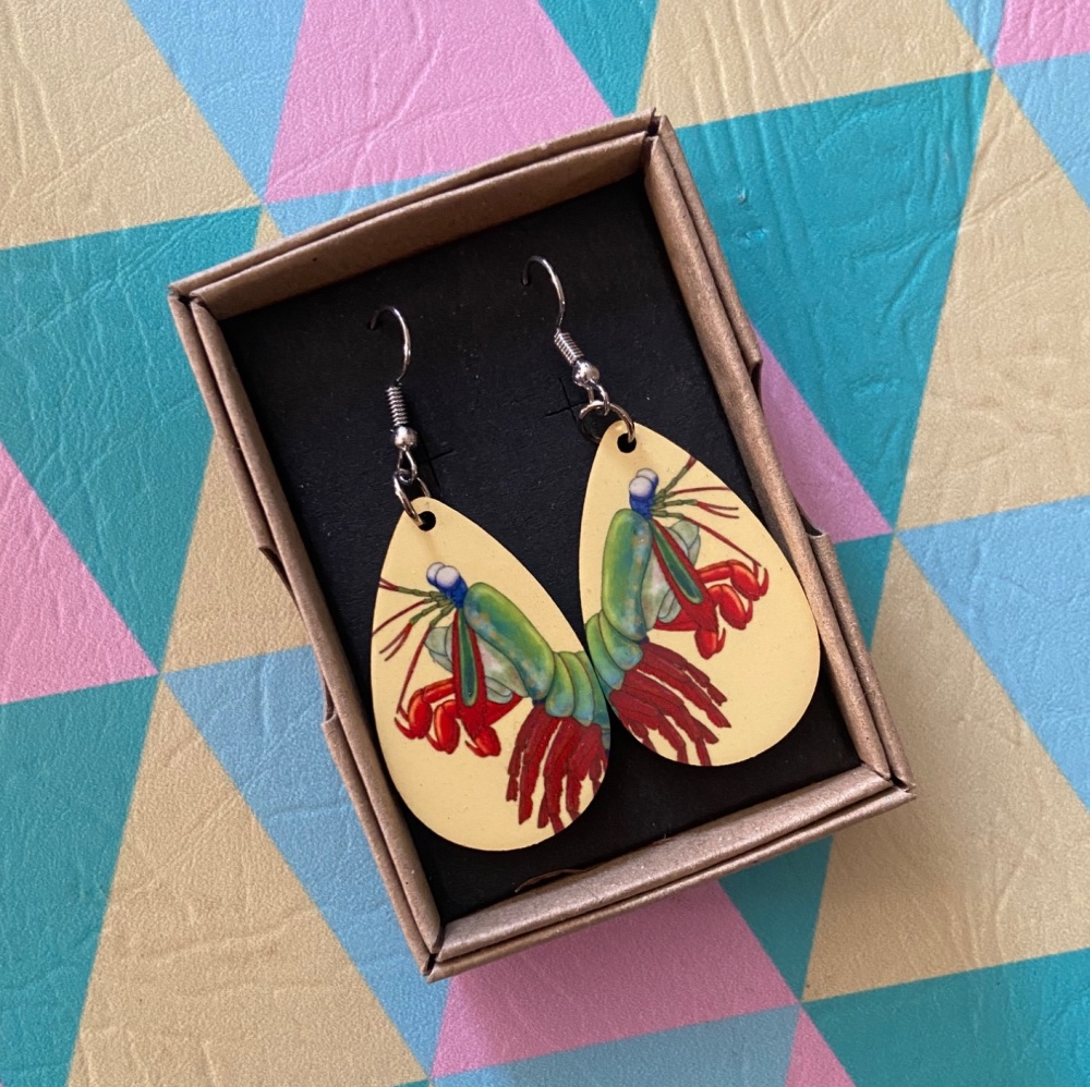 Peacock Mantis Shrimp Earrings - Yellow