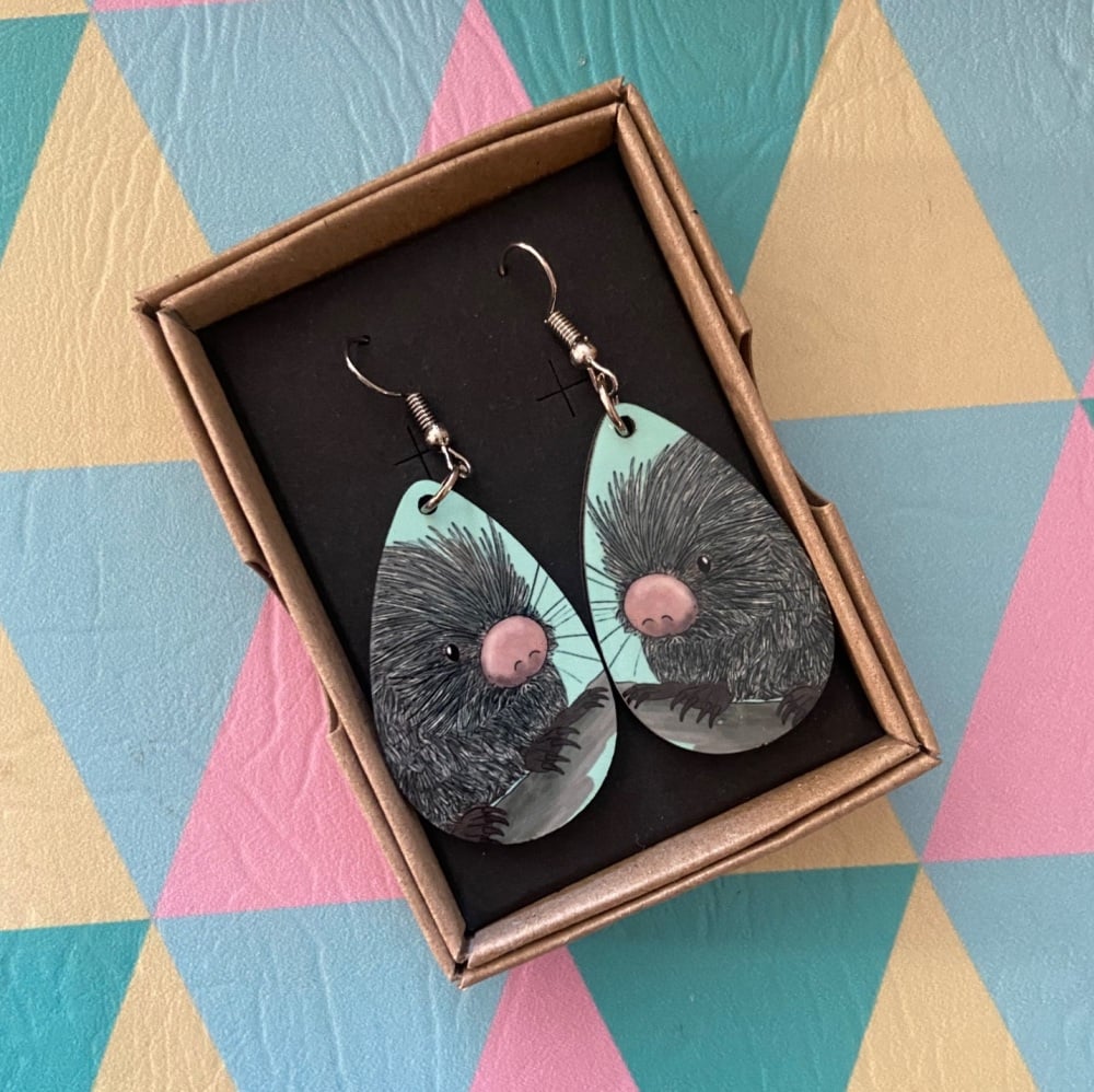 Prehensile Tailed Porcupine Earrings - Turquoise