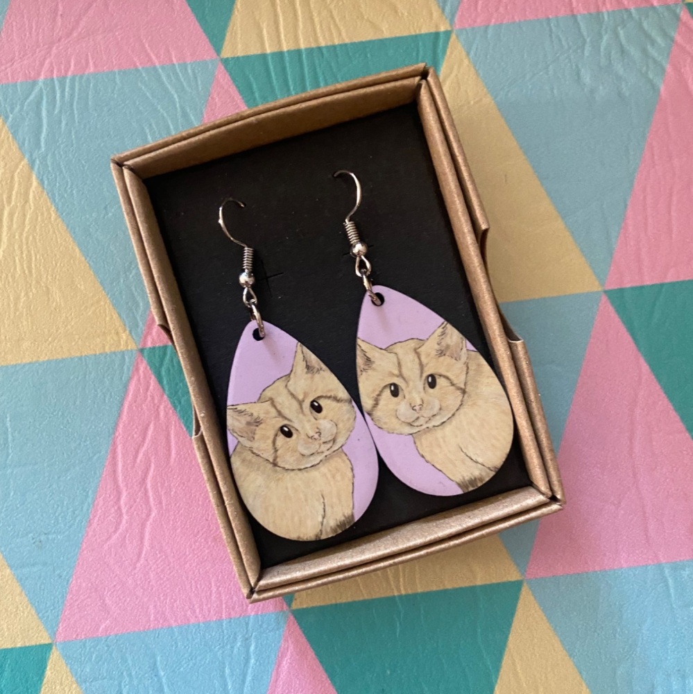 Sand Cat Earrings - Purple