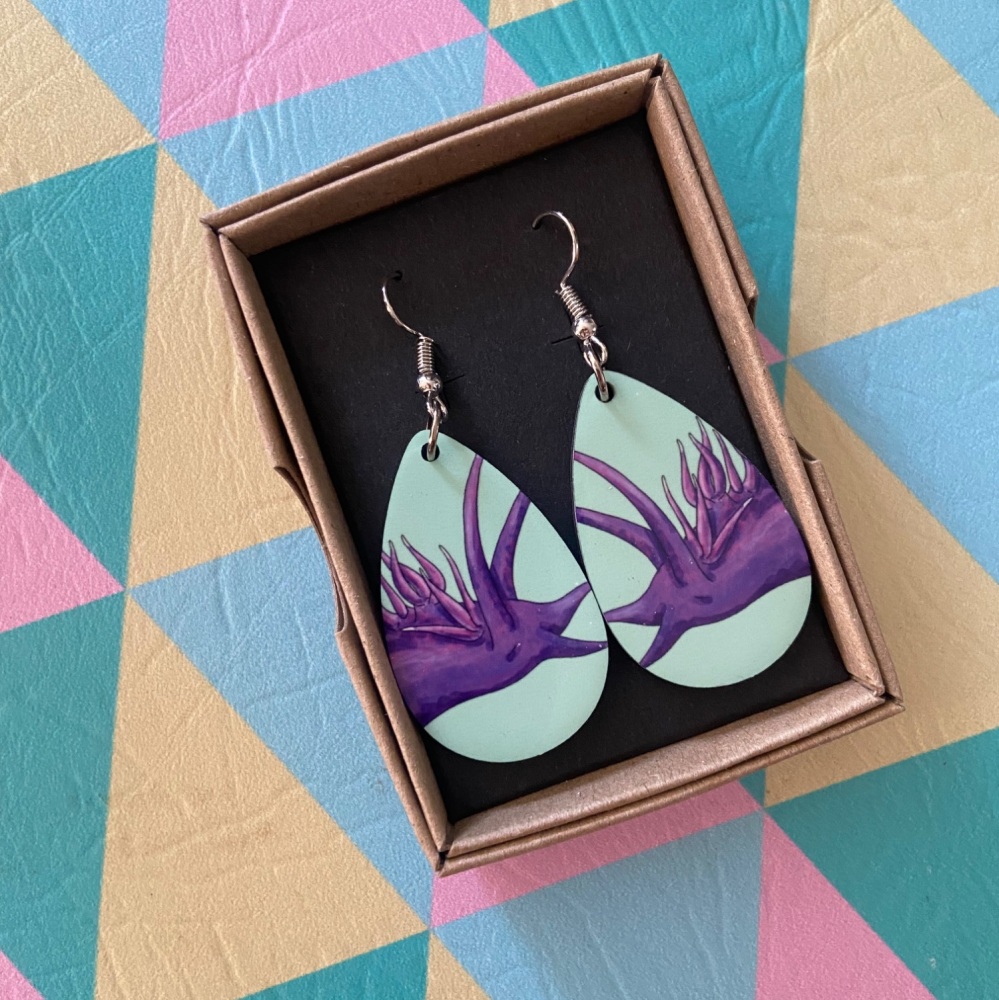 Violet Nudibranch Earrings - Turquoise