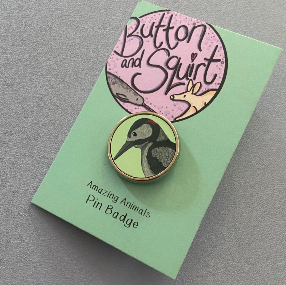 Greater Spotted Woodpecker Pin Badge