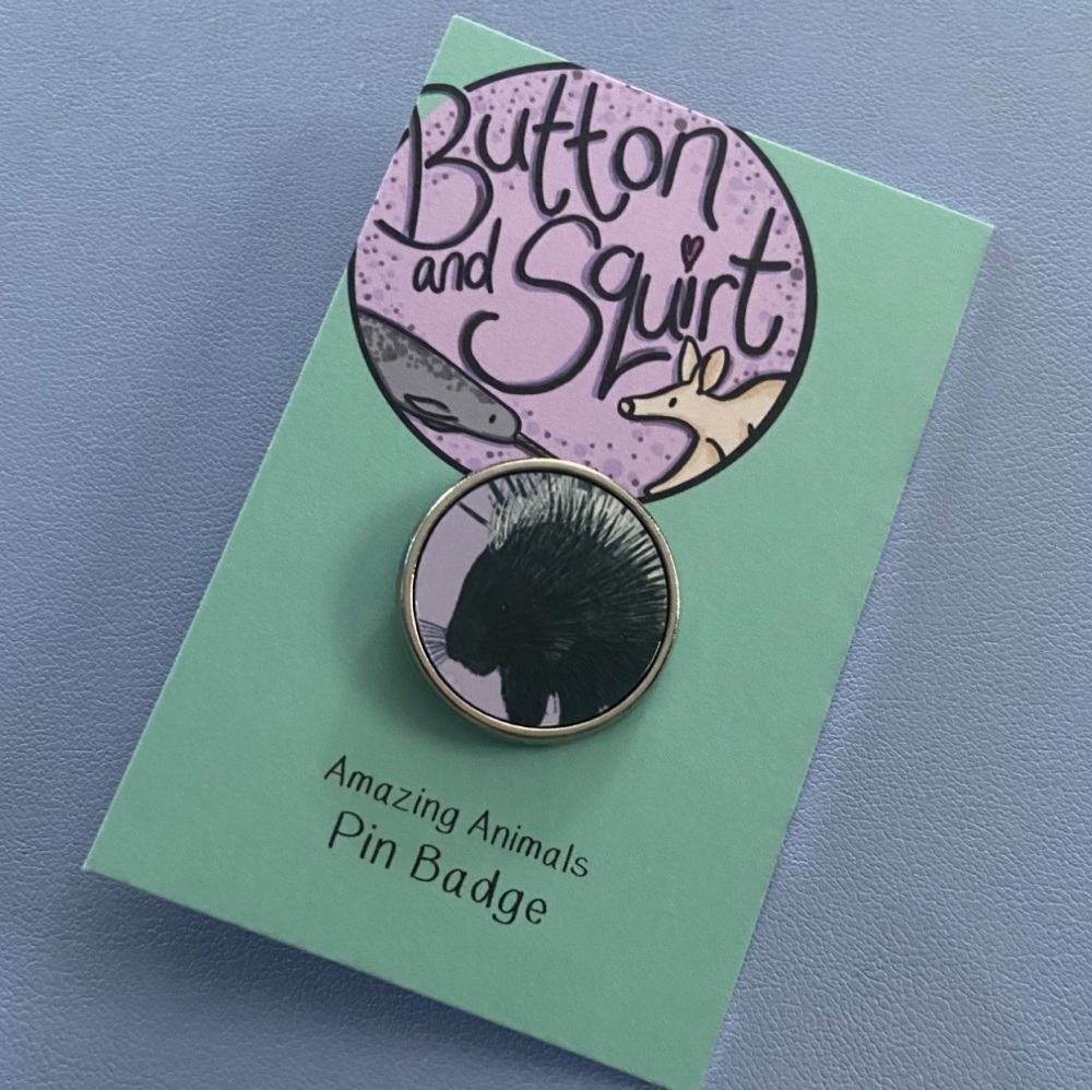 Indian Crested Porcupine Pin Badge
