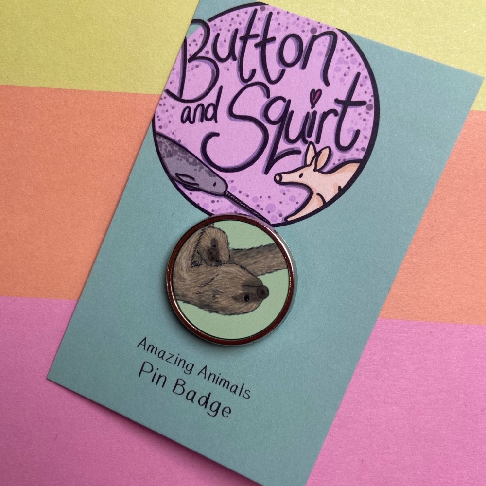 Linnes Two Toed Sloth Pin Badge