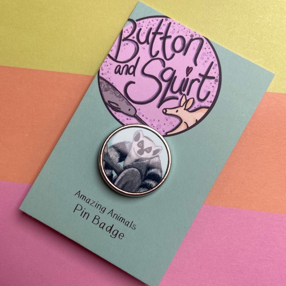 Ring Tailed Lemur Pin Badge