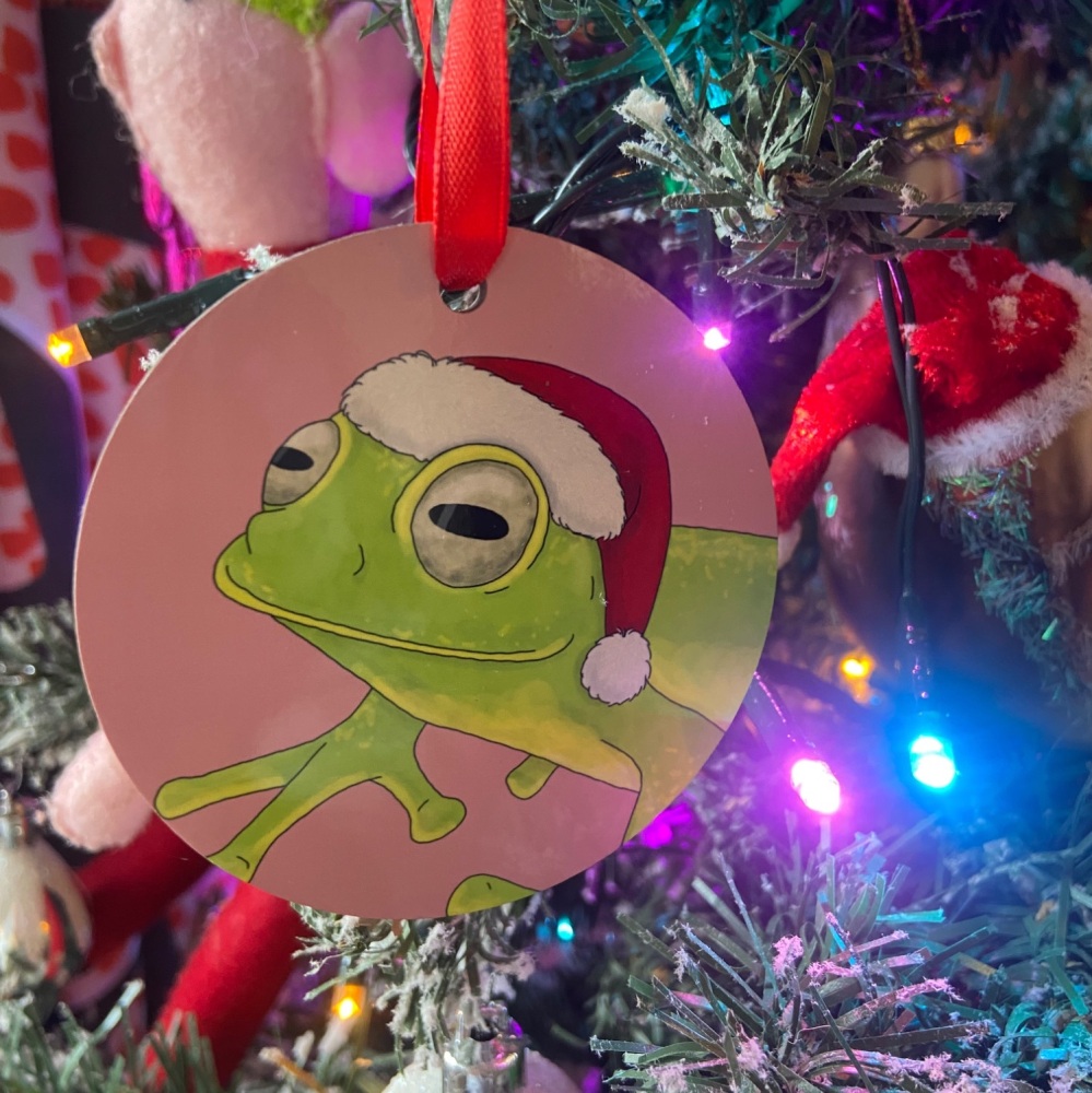 Burrowes Glass Frog Christmas Decoration