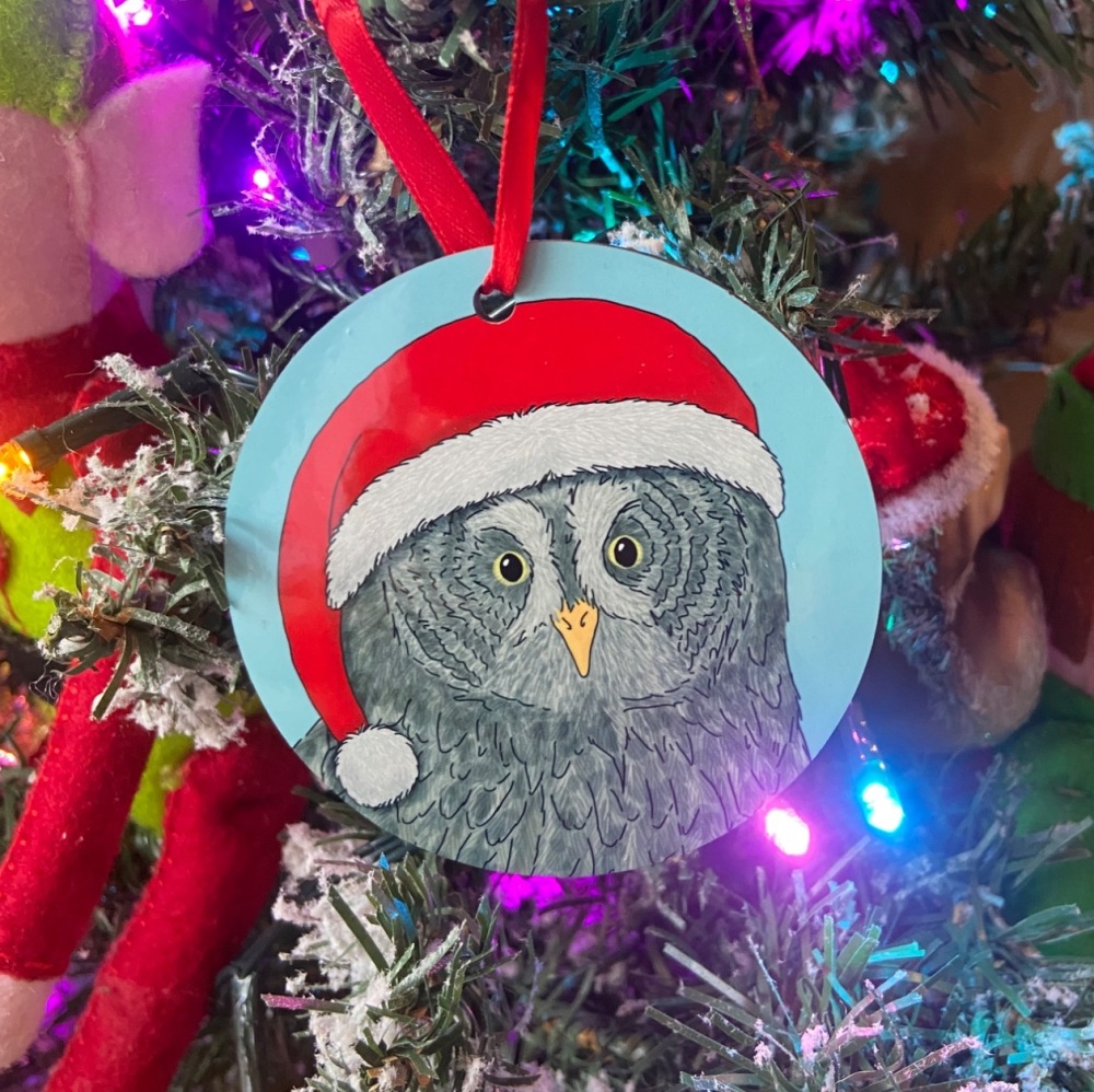Great Grey Owl Christmas Decoration