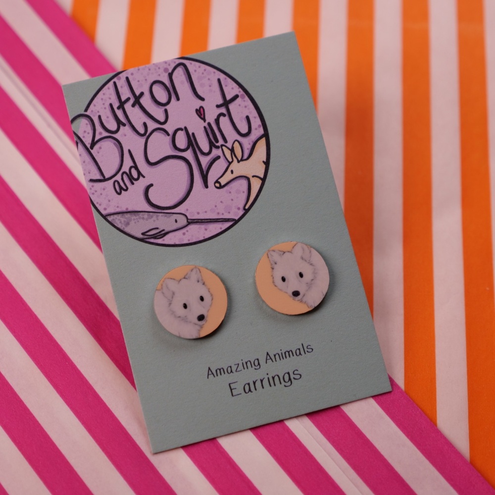 Arctic Fox Stud Earrings