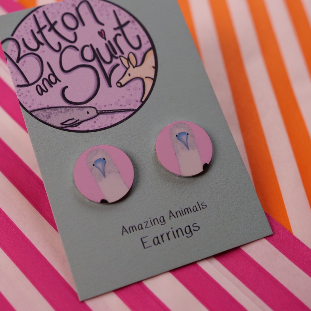 Blue Footed Booby Stud Earrings