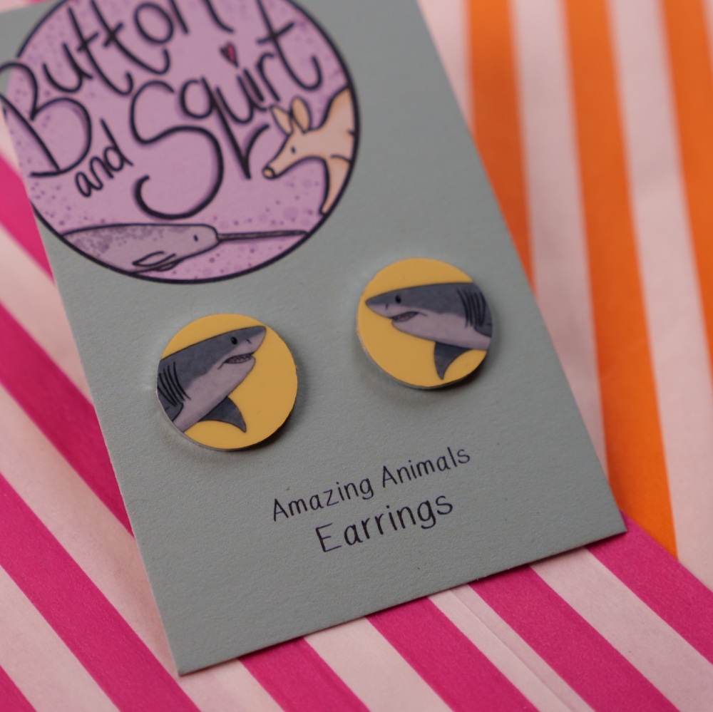 Great White Shark Stud Earrings