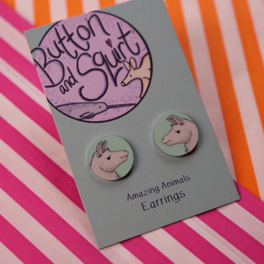 Llama Stud Earrings