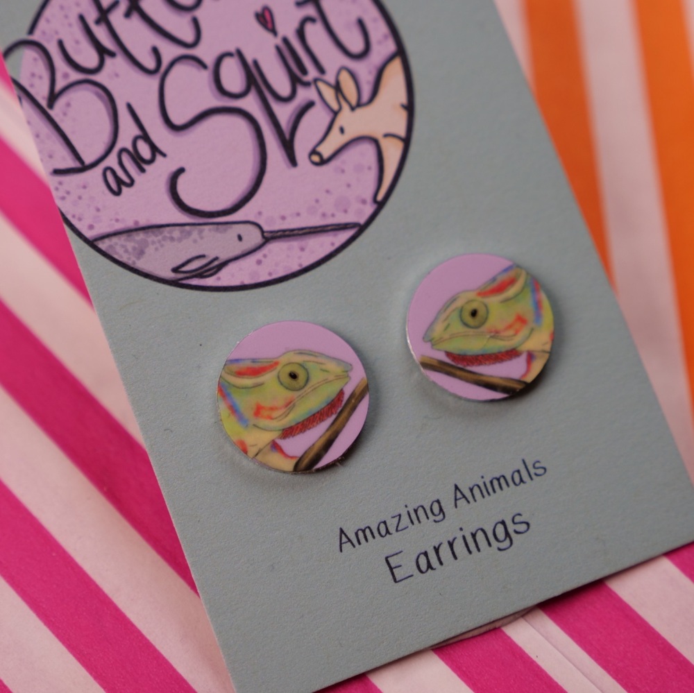 Panther Chameleon Stud Earrings