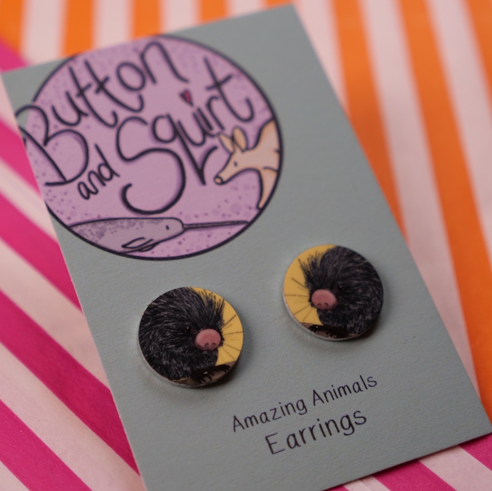 Prehensile Tailed Porcupine Stud Earrings