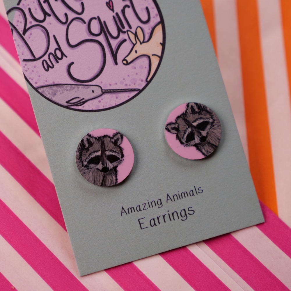 Raccoon Stud Earrings