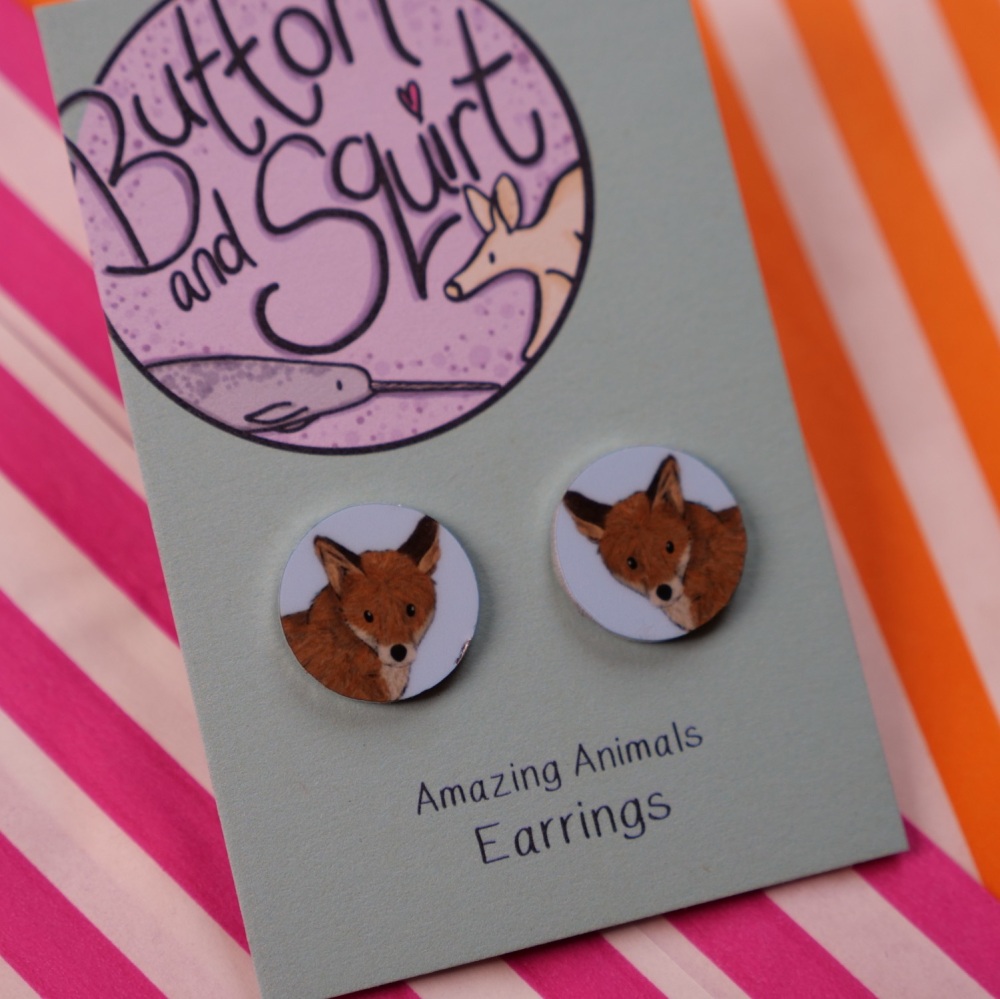 Red Fox Stud Earrings