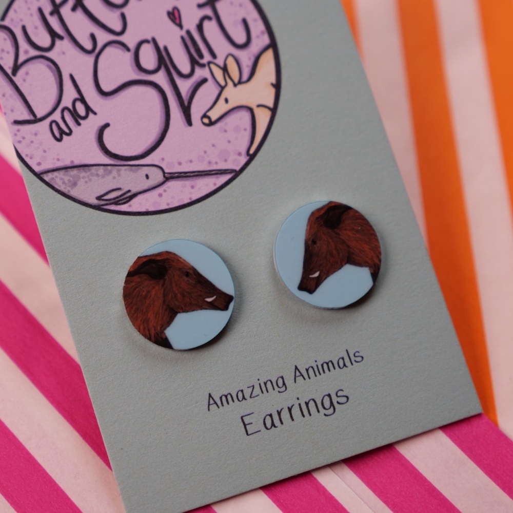 Red River Hog Stud Earrings