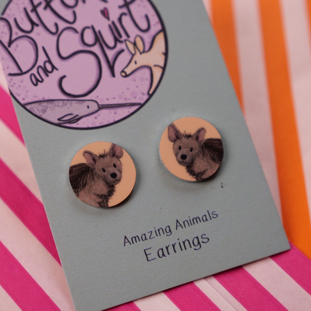 Striped Hyena Stud Earrings